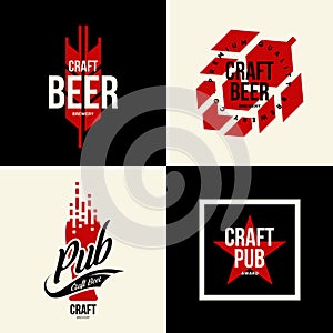 Modern craft beer drink vector isolated logo sign for bar, pub, brewery or brewhouse.