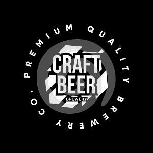 Modern craft beer drink vector logo sign for bar, pub or brewery, isolated on black background.