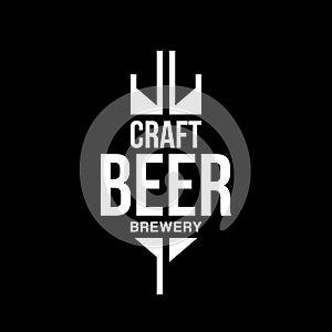 Modern craft beer drink vector logo sign for bar, pub or brewery, isolated on black background.