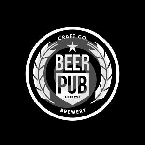 Modern craft beer drink vector logo sign for bar, pub, brewhouse or brewery isolated on black
