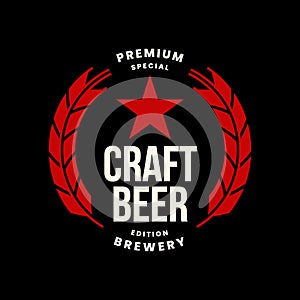 Modern craft beer drink vector logo sign for bar, pub, store, brewhouse or brewery isolated on black background