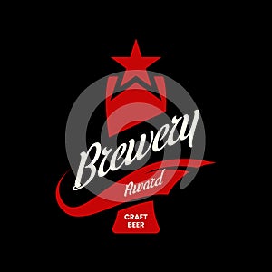 Modern craft beer drink vector logo sign for bar, pub, store, brewhouse or brewery isolated on black background