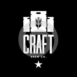 Modern craft beer drink vector logo sign for bar, pub, store, brewhouse or brewery isolated on black background