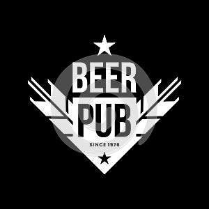 Modern craft beer drink vector logo sign for bar, pub, store, brewhouse or brewery isolated on black background