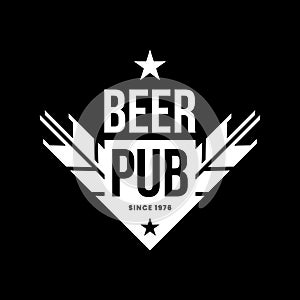 Modern craft beer drink vector logo sign for bar, pub, store, brewhouse or brewery isolated on black background photo