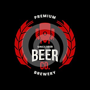 Modern craft beer drink vector logo sign for bar, pub, store, shop, brewhouse, brewery isolated on black background