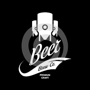 Modern craft beer drink vector logo sign for bar, pub, store, shop, brewhouse, brewery isolated on black background