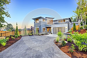 Modern craftsman style home exterior. photo