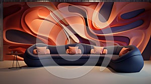 Modern and Creative 3D Abstraction Wallpaper behind the luxuary sofa room