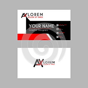 Modern Creative Business Card Template with AX ribbon Letter Logo