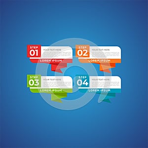 Modern and creative Business Infographic Design template with four elements and shapes. Can be used for process, presentation,