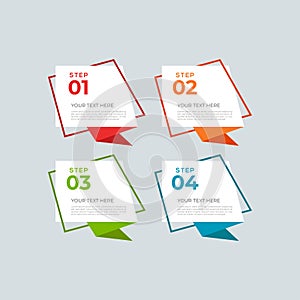 Modern and creative Business Infographic Design template with four elements and shapes. Can be used for process, presentation, photo
