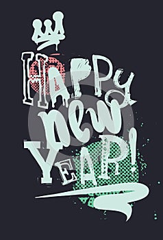 Modern creative poster Happy New Year Grunge style