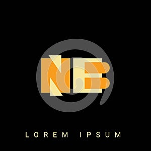 Modern creative shaped NB, BN, N B Logo. Initial Logo Designs Templete with Black Background. Vector Illustration