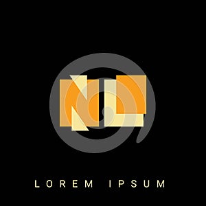 Modern creative shaped NL, LN, N L Logo. Initial Logo Designs Templete with Black Background. Vector Illustration