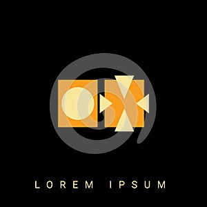 Modern creative shaped OX, XO, O X Logo. Initial Logo Designs Templete with Black Background. Vector Illustration