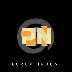 Modern creative shaped PN, NP, P N Logo. Initial Logo Designs Templete with Black Background. Vector Illustration