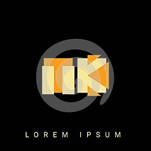 Modern creative shaped TK, KT, T K Logo. Initial Logo Designs Templete with Black Background. Vector Illustration