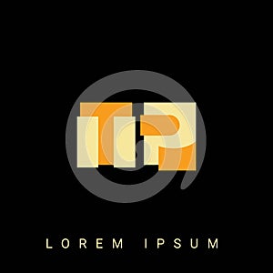 Modern creative shaped TP, PT, T P Logo. Initial Logo Designs Templete with Black Background. Vector Illustration