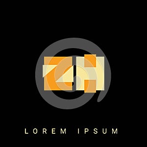 Modern creative shaped ZH, HZ, Z H Logo. Initial Logo Designs Templete with Black Background. Vector Illustration