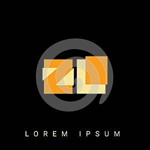 Modern creative shaped ZL, LZ, Z L Logo. Initial Logo Designs Templete with Black Background. Vector Illustration