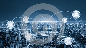 Modern creative telecommunication and internet network connect in smart city