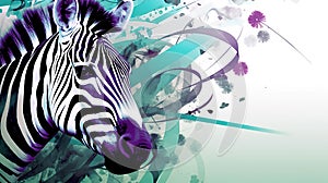 a modern creative zebra artwork, happy colorful, ai generated image