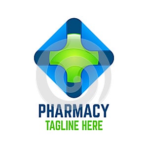 Modern cross pharmacy logo. Vector illustration.