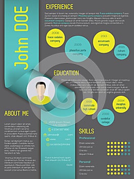 Modern curriculum vitae resume template with ribbon