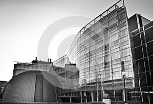 Modern curved glass building