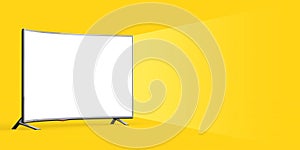 Modern Curved Led or LCD TV Screen Mockup with Blank Space for Your Design in Shape of Watch Screen Light. 3d Rendering