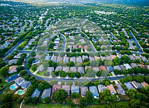 Modern Curves Summer landscape Patterns of Architecture Sunset Suburban Homes North of Austin near Round Rock