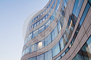 Modern, Curving Window Glass Tile Architecture in DÃÂ¼sseldorf Blue Sky photo