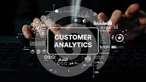 Modern Customer Analytics Process with Data Visualization and Digital Interface Concept in Business Setting. Asymptotic