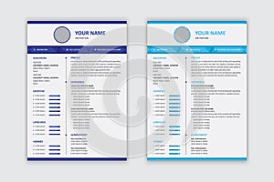 Modern CV resume template design and pro vector illustration