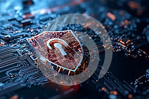 Modern Cybersecurity Shield on Advanced Circuit Board