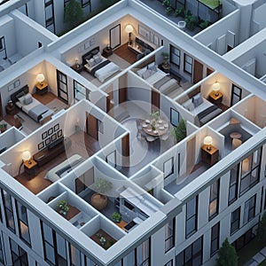 Modern 3D Apartment Floor Plan â Top-Down View