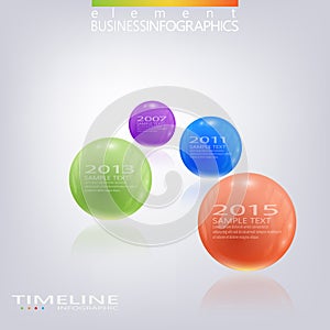 Modern 3d glossy ball elements vector timeline