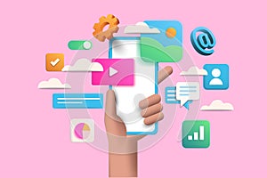 Modern 3d illustration of App Development