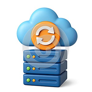 3D Cloud Data Sync Server Icon