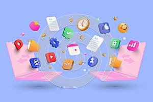Modern 3d illustration of File sharing concept