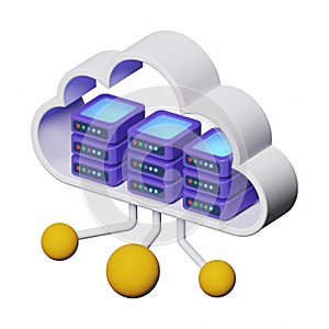 3D Cloud Computing Server and Network Icon