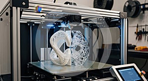 Modern 3D Printer Crafting Complex Abstract Design