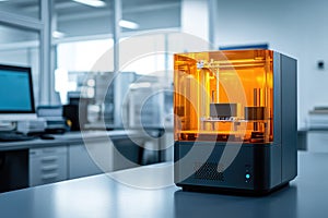 Modern 3d printer creating a prototype in a research laboratory