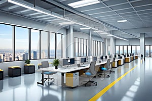 Modern 3D Printing Facility With Multiple Machines Creating Complex Objects From Various Materials. Generative AI