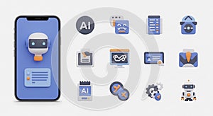 AI and Technology Icons on Smartphone Screen