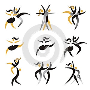 Modern dancing, expresiv stylized icons.