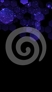 Modern dark background with hexagons for mobile app. Modern dark abstract vector texture. Hexagon pattern. Gradient web