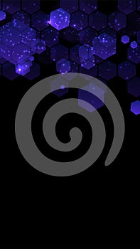 Modern dark background with hexagons for mobile app. Modern dark abstract vector texture. Hexagon pattern. Gradient web