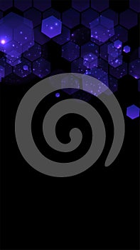 Modern dark background with hexagons for mobile app. Modern dark abstract vector texture. Hexagon pattern. Gradient web